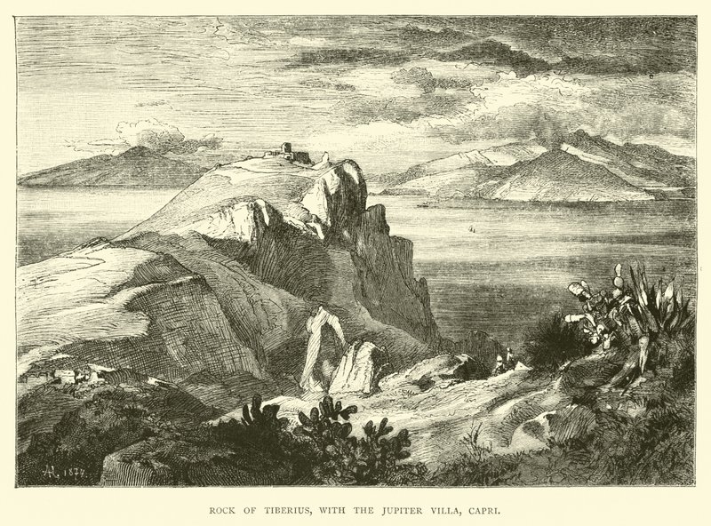 Roca de Tiberio, con la Villa Júpiter, Capri de English School