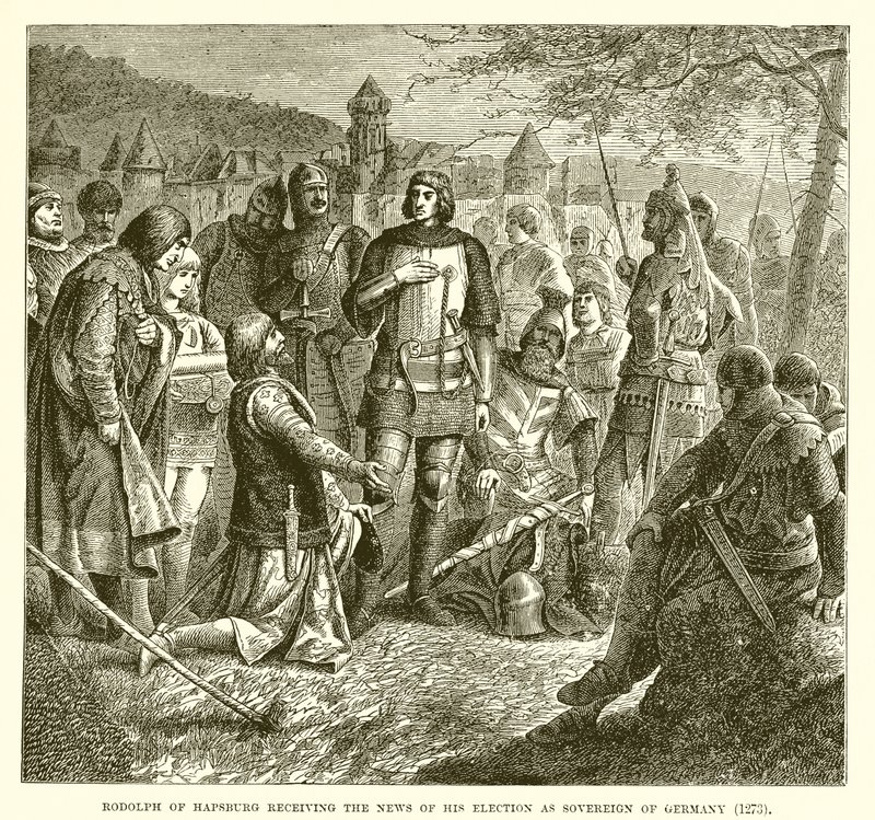 Rodolfo de Habsburgo recibiendo la noticia de su elección como soberano de Alemania (1273) de English School