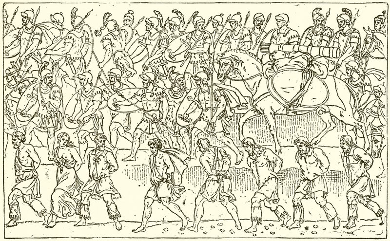 Soldados romanos y cautivos bárbaros de English School