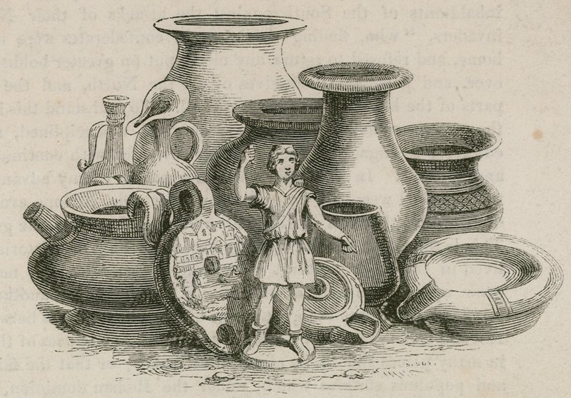 Antigüedades romanas encontradas en el sitio de St Pauls Cross de English School