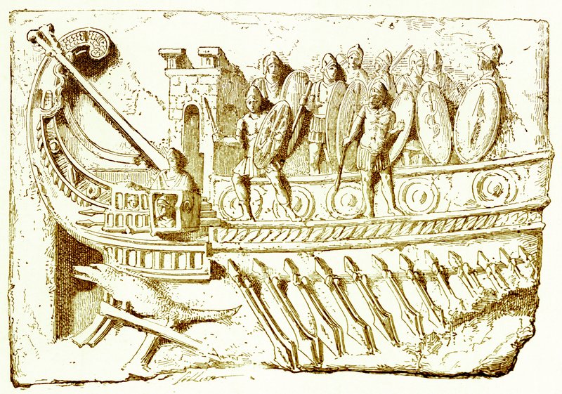 Galera romana, ilustración de la Historia de Roma de Victor Duruy, publicada en 1884 de English School