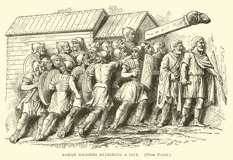 Soldados romanos atacando una ciudad de English School