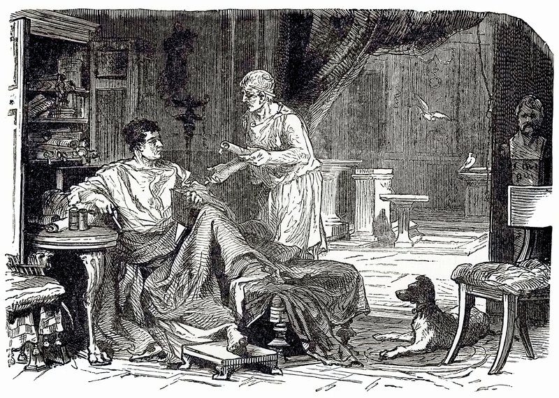 Estudio romano, ilustración de Cassells Illustrated Universal History de Edward Ollier, publicado en 1890 de English School