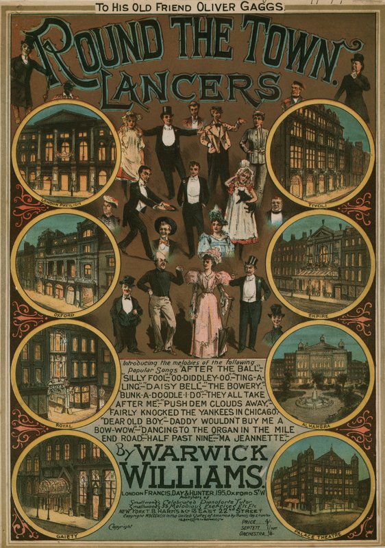 Round the Town Lancers por Warwick Williams; partitura musical de English School