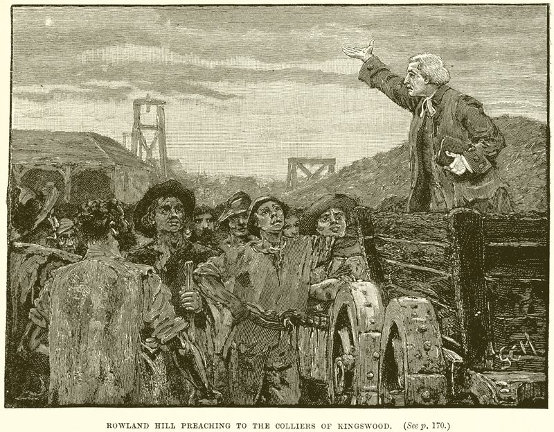 Rowland Hill predicando a los mineros de Kingswood de English School