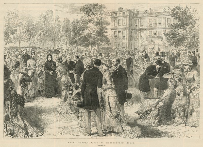 Fiesta real en el jardín en Marlborough House, Londres de English School