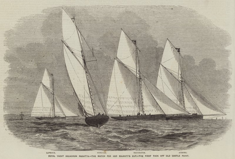 Regata del Royal Yacht Squadron, la carrera por la copa de Su Majestad, el primer viraje en Old Castle Point de English School