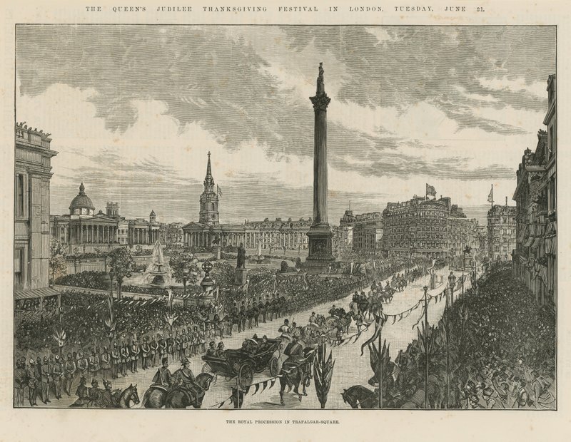 Procesión real en Trafalgar Square de English School