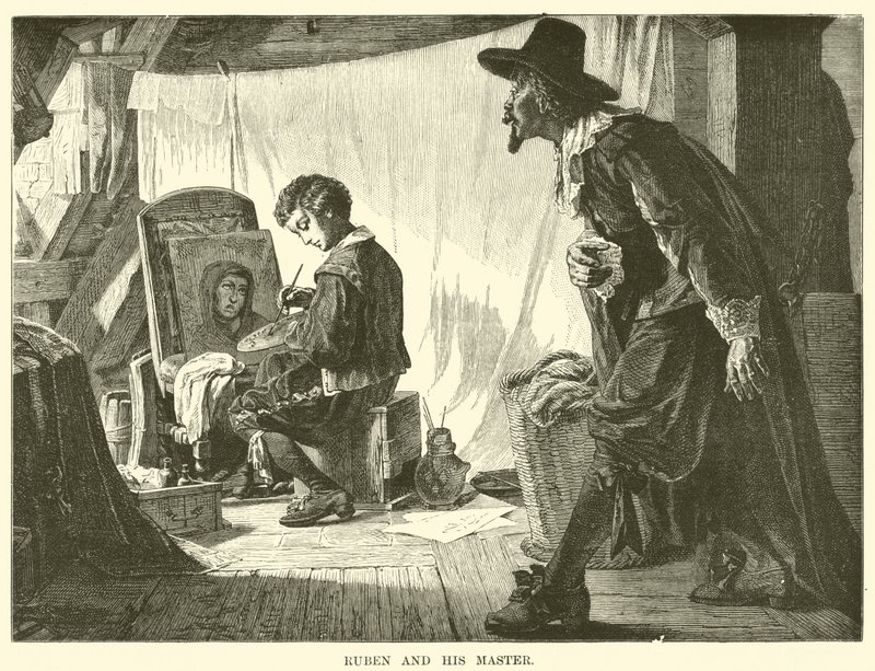 Rubén y su maestro (grabado) de English School