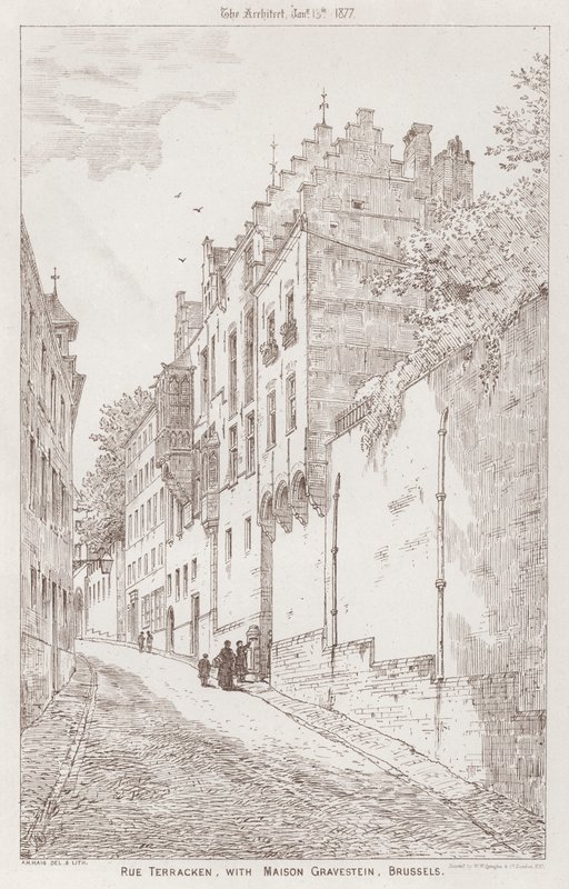Rue Terracken, con Maison Gravestein, Bruselas de English School