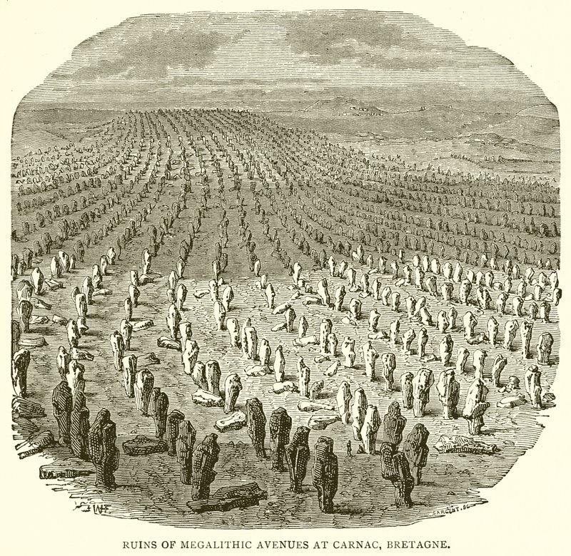 Ruinas de avenidas megalíticas en Carnac, Bretaña de English School