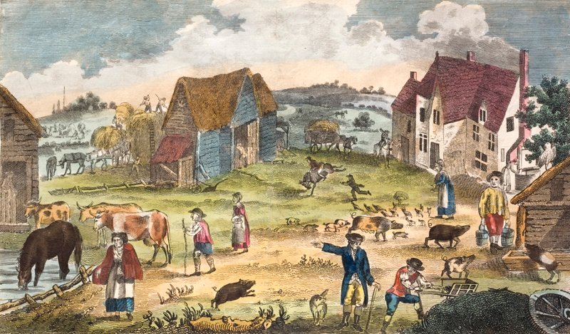 Escena rústica de granja de English School