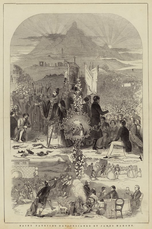 Día de San Patricio, diseñado por James Mahony (grabado) de English School