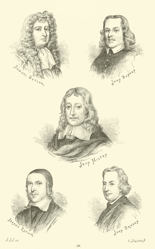 Samuel Butler, John Bunyan, John Milton, Jeremy Taylor, John Dryden de English School