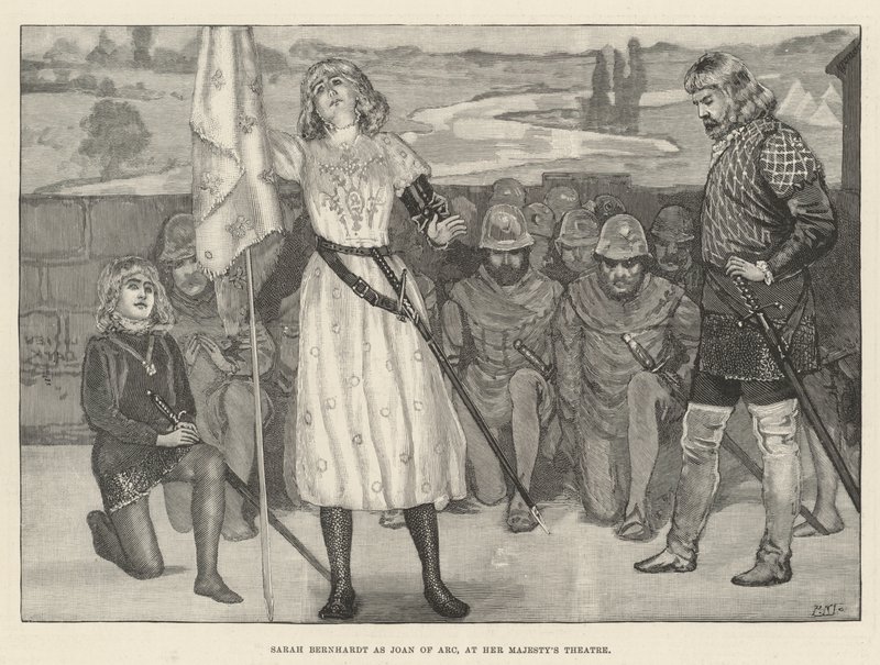 Sarah Bernhardt como Juana de Arco, en el Teatro de Su Majestad de English School