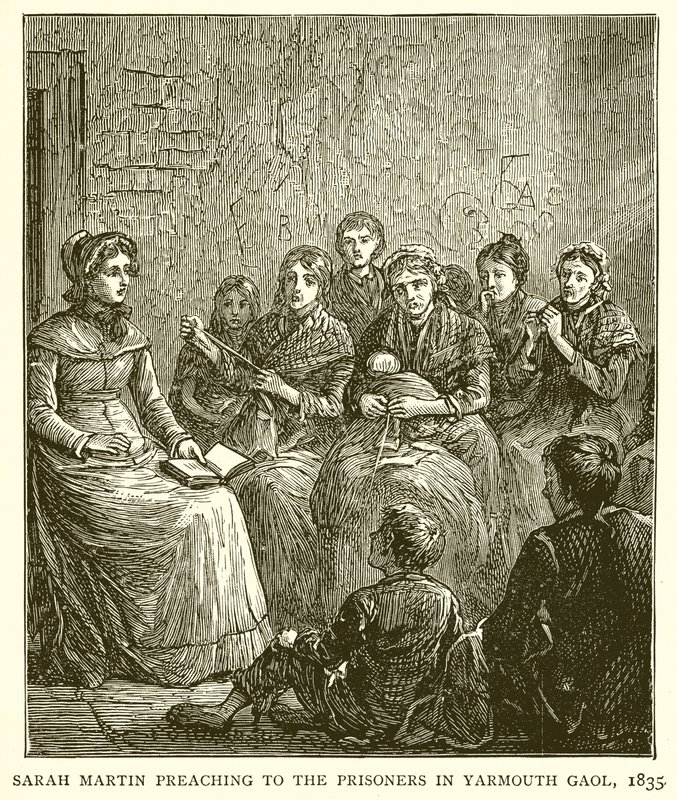 Sarah Martin predicando a los prisioneros en la cárcel de Yarmouth, 1835 de English School