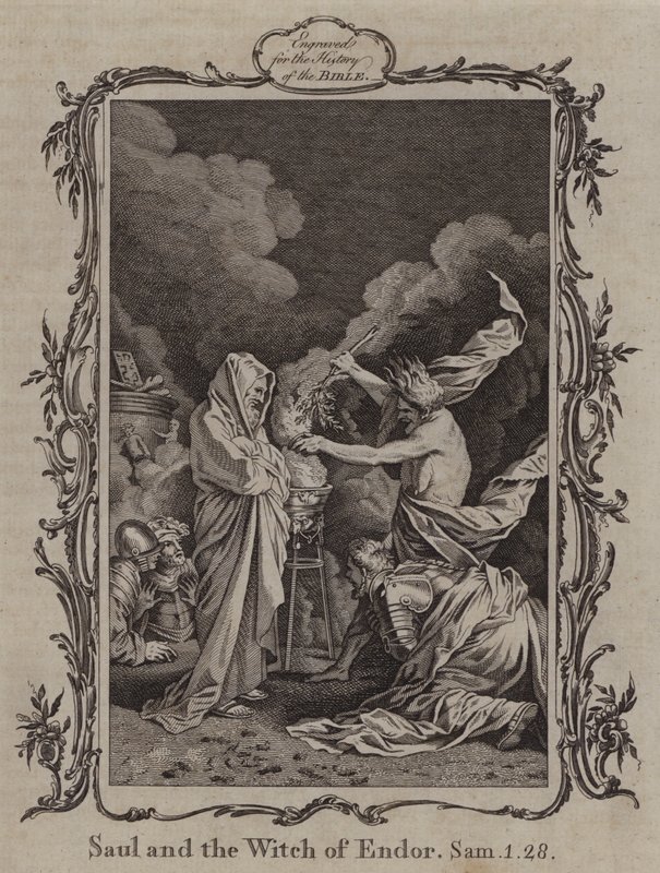 Saúl y la bruja de Endor (grabado) de English School