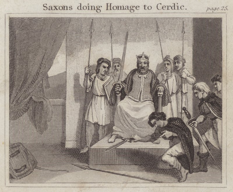 Sajones rindiendo homenaje a Cerdic de English School