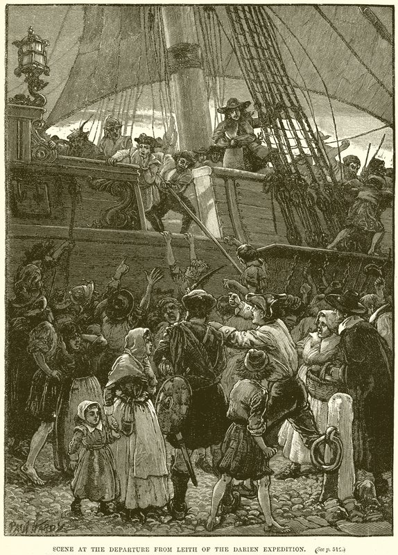 Escena en la partida de la expedición de Darien desde Leith de English School