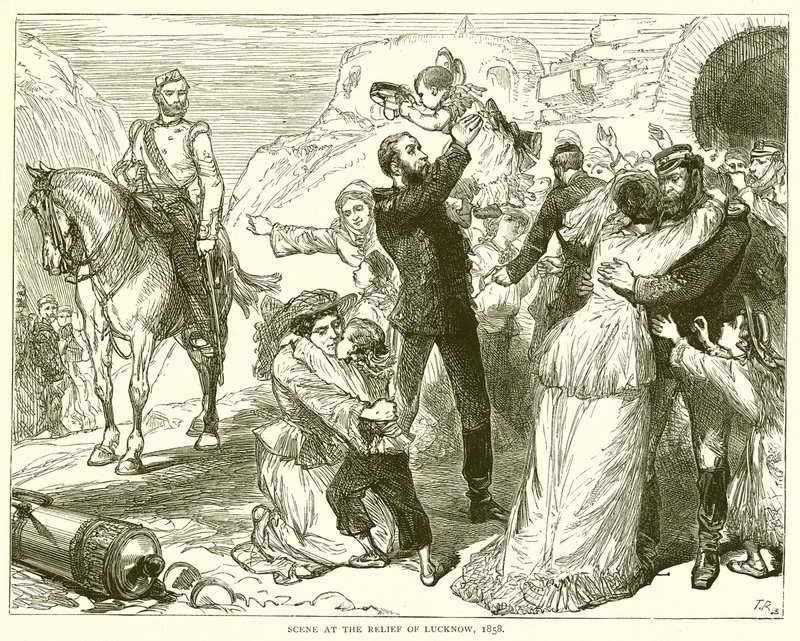 Escena en el Alivio de Lucknow, 1858 de English School