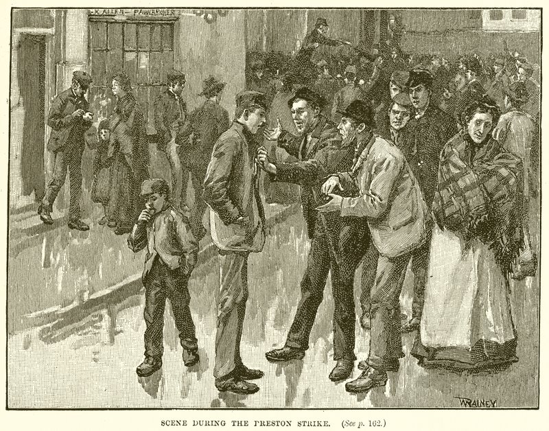 Escena durante la Huelga de Preston de English School