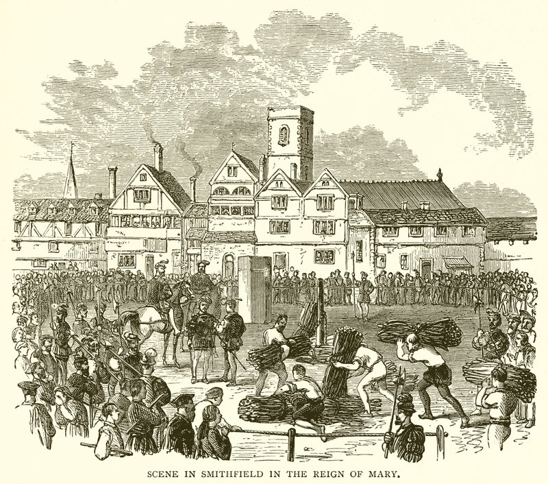 Escena en Smithfield en el Reinado de María de English School