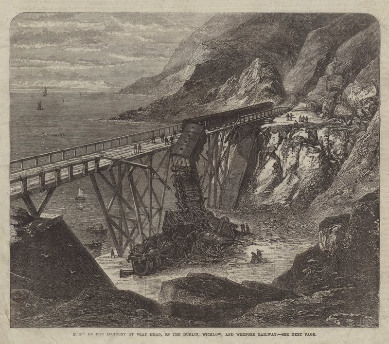 Escena del Accidente en Bray Head, en el Ferrocarril de Dublín, Wicklow y Wexford de English School