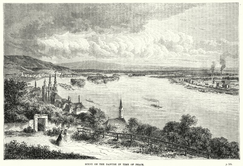 Escena en el Danubio en tiempos de paz de English School