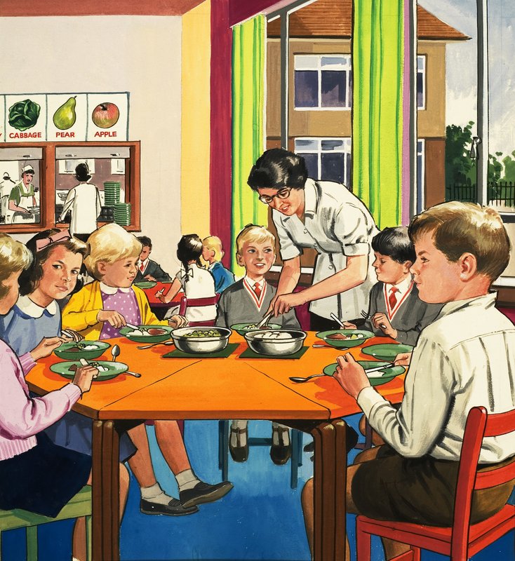 La señora del comedor escolar de English School