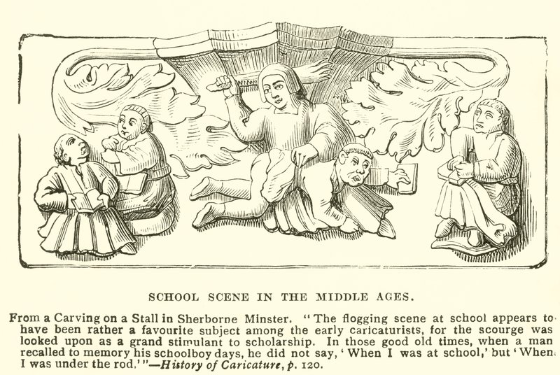 Escena escolar en la Edad Media de English School
