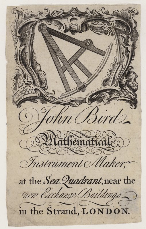 Tarjeta comercial de fabricante de instrumentos científicos, John Bird de English School