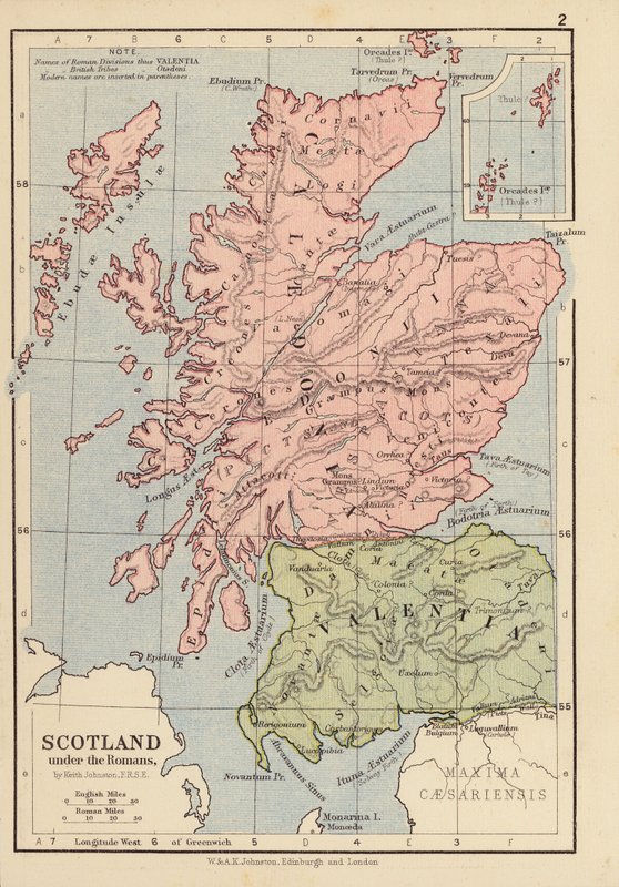 Escocia bajo los romanos (litografía en color) de English School