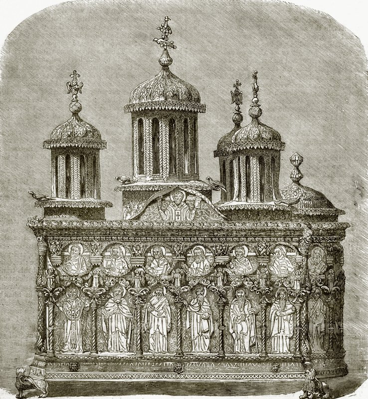 Gabinete esculpido en el tesoro de Karyes de English School