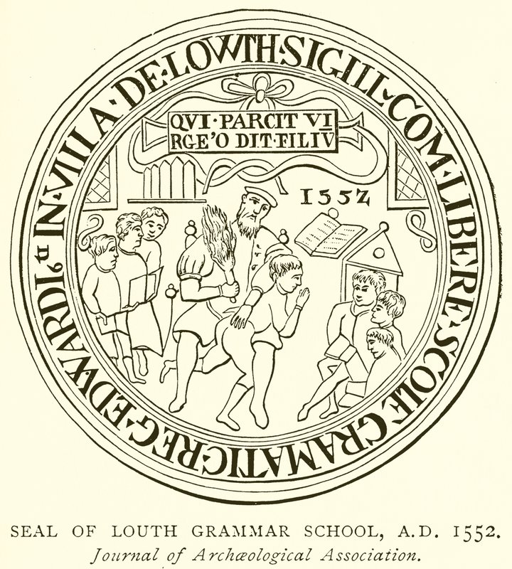 Sello de la escuela de gramática de Louth, A.D. 1552 de English School