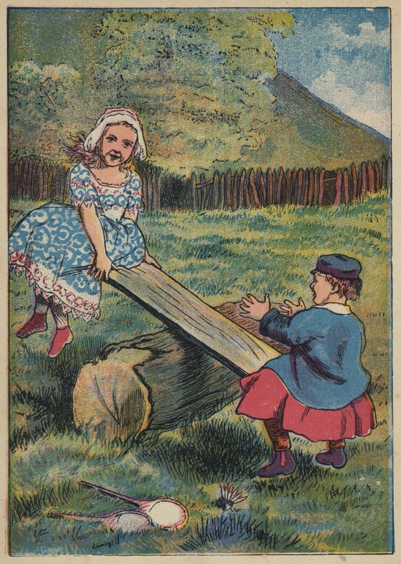 See-Saw, Margery Daw (litografía en color) de English School