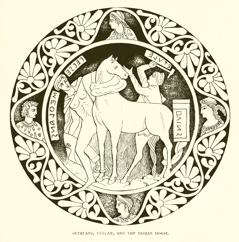 Sethlans, Vulcano y el caballo de Troya de English School