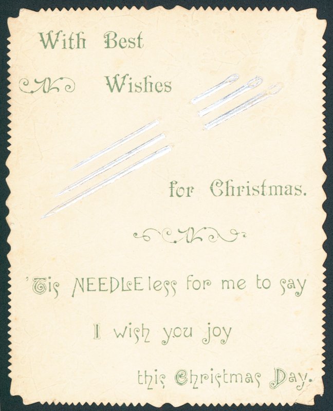Agujas de coser, tarjeta de Navidad de English School
