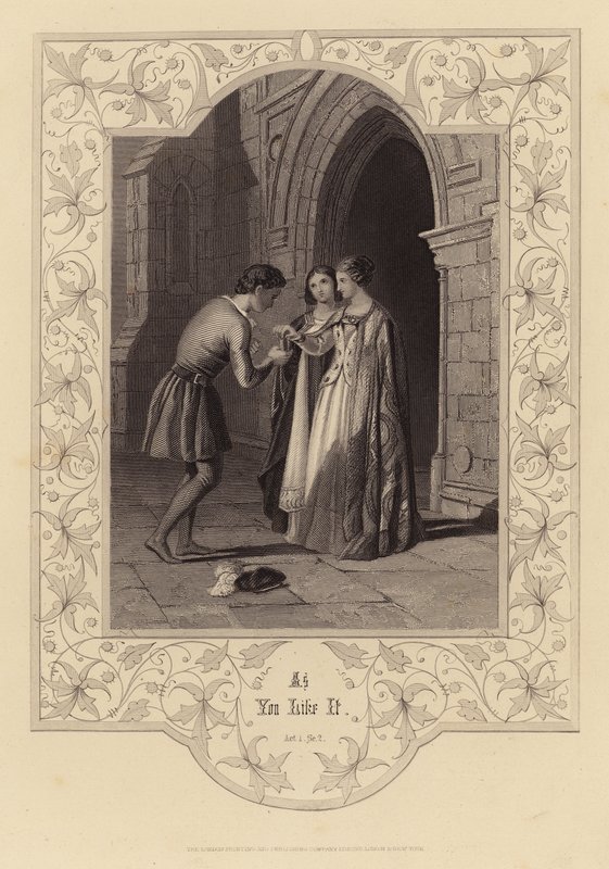 Shakespeare: Como gustéis, Acto 1, Escena 2 (grabado) de English School