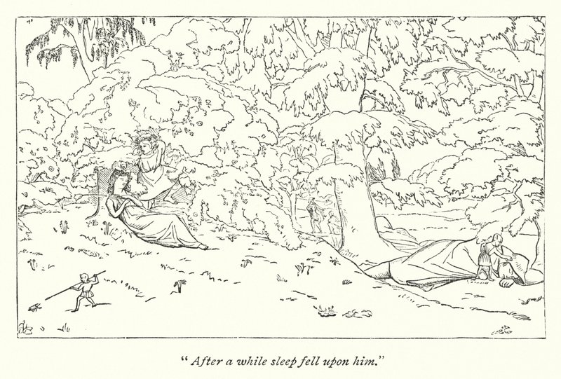 El Sueño de una Noche de Verano de Shakespeare; Titania dormida de English School