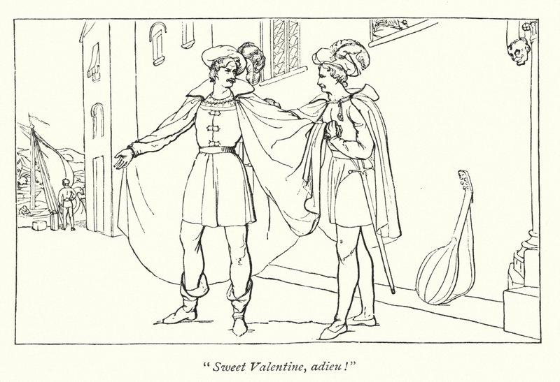 Los dos caballeros de Verona de Shakespeare; La despedida de Valentín y Proteo de English School