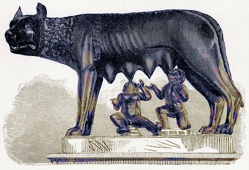 Loba Capitolina, ilustración de la Historia de Roma de Victor Duruy, publicada en 1884 de English School