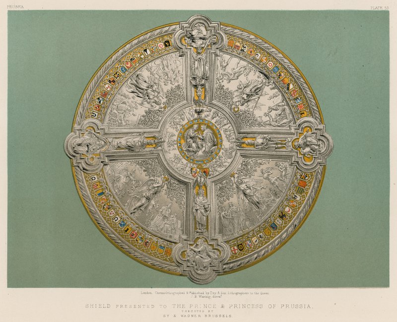 Escudo presentado al Príncipe y la Princesa de Prusia ejecutado por Sy y Wagner, Bruselas de English School