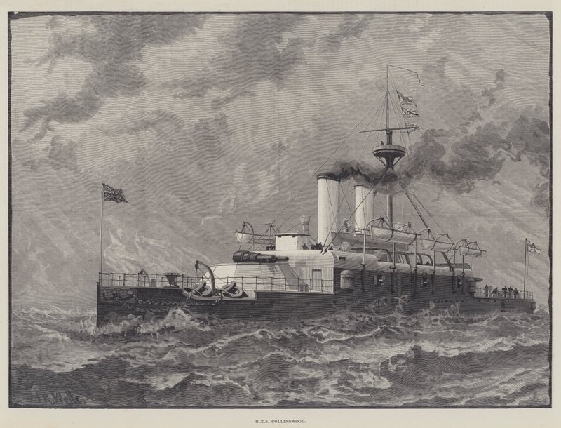 Barcos en la Revisión Naval del Jubileo de la Reina (grabado) de English School
