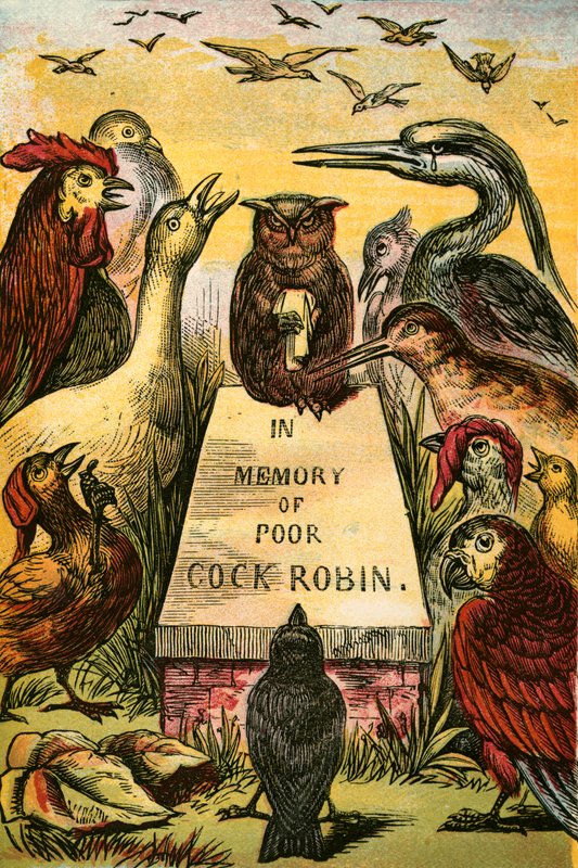 Suspirando y sollozando por el pobre Cock Robin de English School