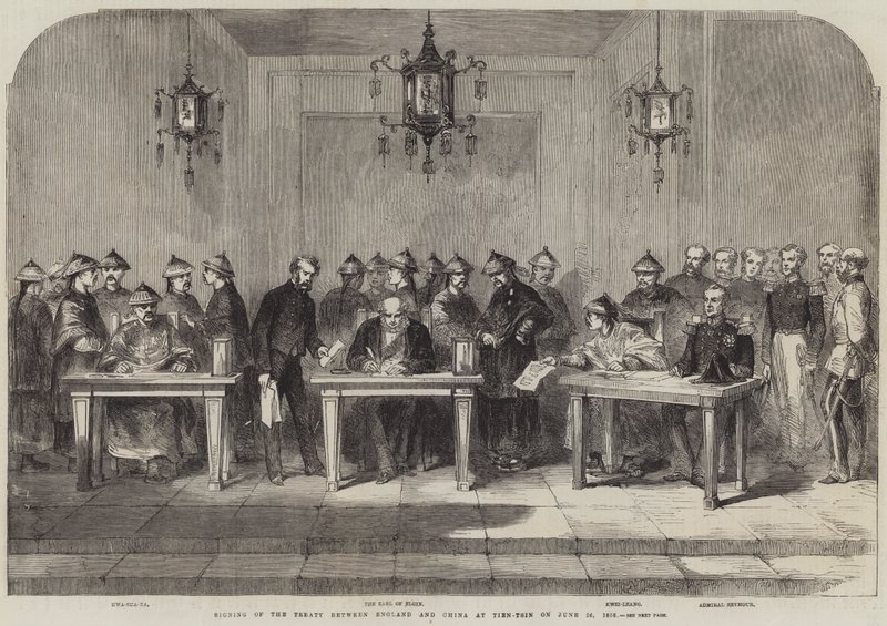 Firma del tratado entre Inglaterra y China en Tien-Tsin el 26 de junio de 1858 de English School
