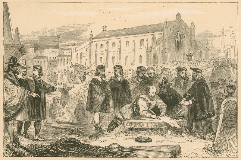Firma del Pacto en el cementerio de Greyfriars, Edimburgo de English School