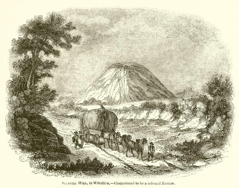 Colina de Silbury, Wiltshire.--Conjeturado como un túmulo colosal de English School