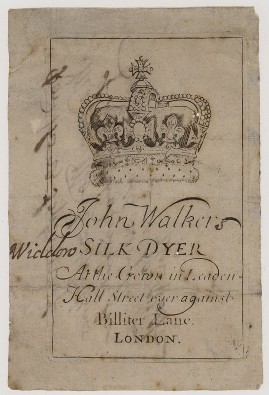 Tintorero de seda, John Walker, tarjeta comercial de English School