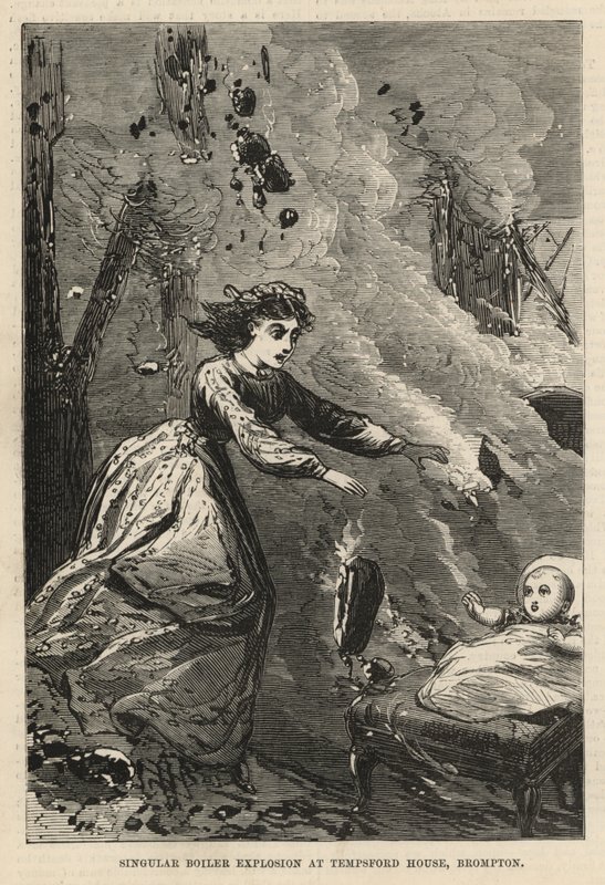 Explosión singular de una caldera en Tempsford House, Brompton de English School