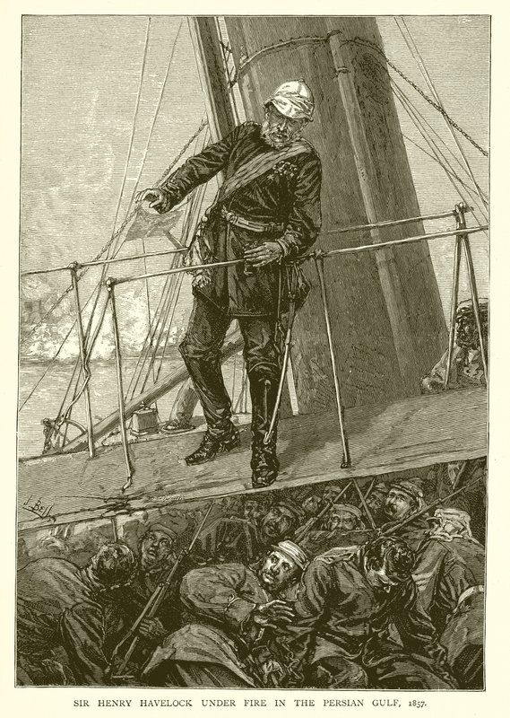 Sir Henry Havelock bajo Fuego en el Golfo Pérsico, 1857 de English School